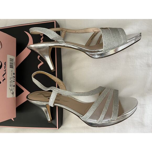 Nina Nelda Sandal Women’s 9.5 M Silver Glitter Incls Box. Beautiful shoes! - Picture 3 of 13